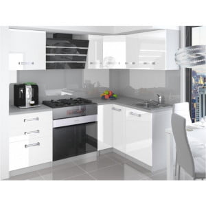 Kotni kuhinjski blok APUS 2 je moderen, prostoren in kvaliteten. Dobavljiv je v več različnih barvah kuhinjskih elementov. Debelina kuhinjskega pulta je 3cm.