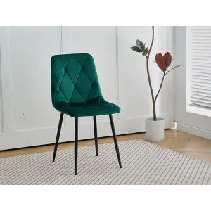 Jedilni stol MILA velvet zelena je odlična rešitev za kombiniranje v minimalističen ali industrijski stil prostora. Kombinacija sivega prešitega blaga s