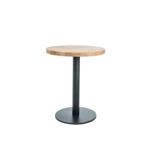 Barska mizica RUO 3 vas bo prepričala s svojo kvaliteto in stabilnostjo. Mizna ploša je narejena iz furnirja, podnožje pa je kovinsko, v črni barvi.