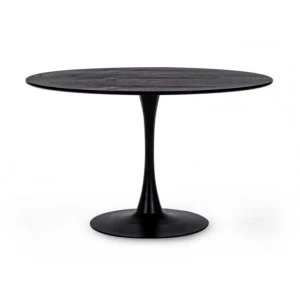 Jedilna miza BLOOM črna je elegantna okrogla miza, ki popestri vsak prostor. Mizna plošča je narejena iz furnirja, ima kovinske mizne noge. Dimenzije: