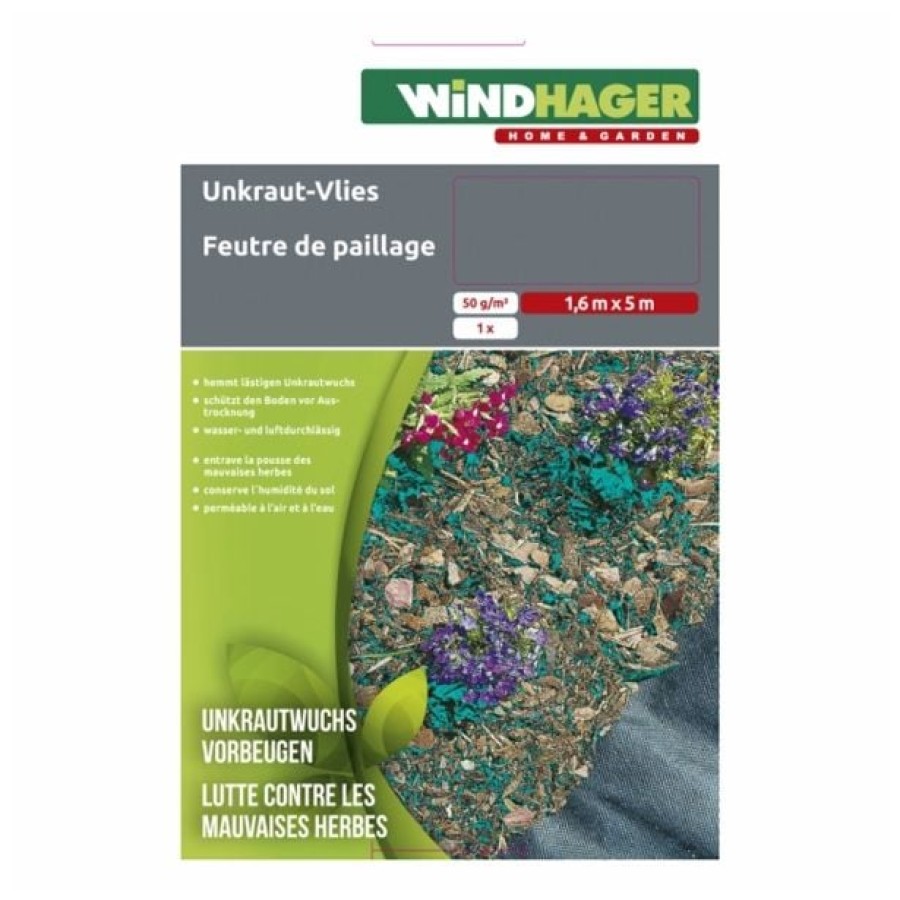 VRTNA FOLIJA WINDHAGER KOPRENA PROTI PLEVELU GROWSTOP, 5X1.6M, ČRNA