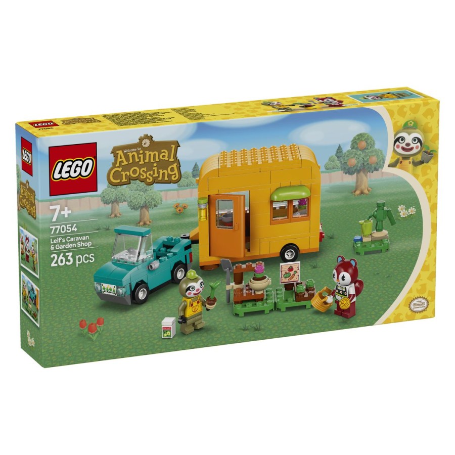 LEGO® Animal Crossing™ Leif s svojo prikolico in vrtnarsko trgovinoUporabi svoj talent za vrtnarjenje za pomoč pri Leifovi prikolici in stojnici z rastlinami. Pomagaj pri postavljanju stojnice s cvetjem in sadikami