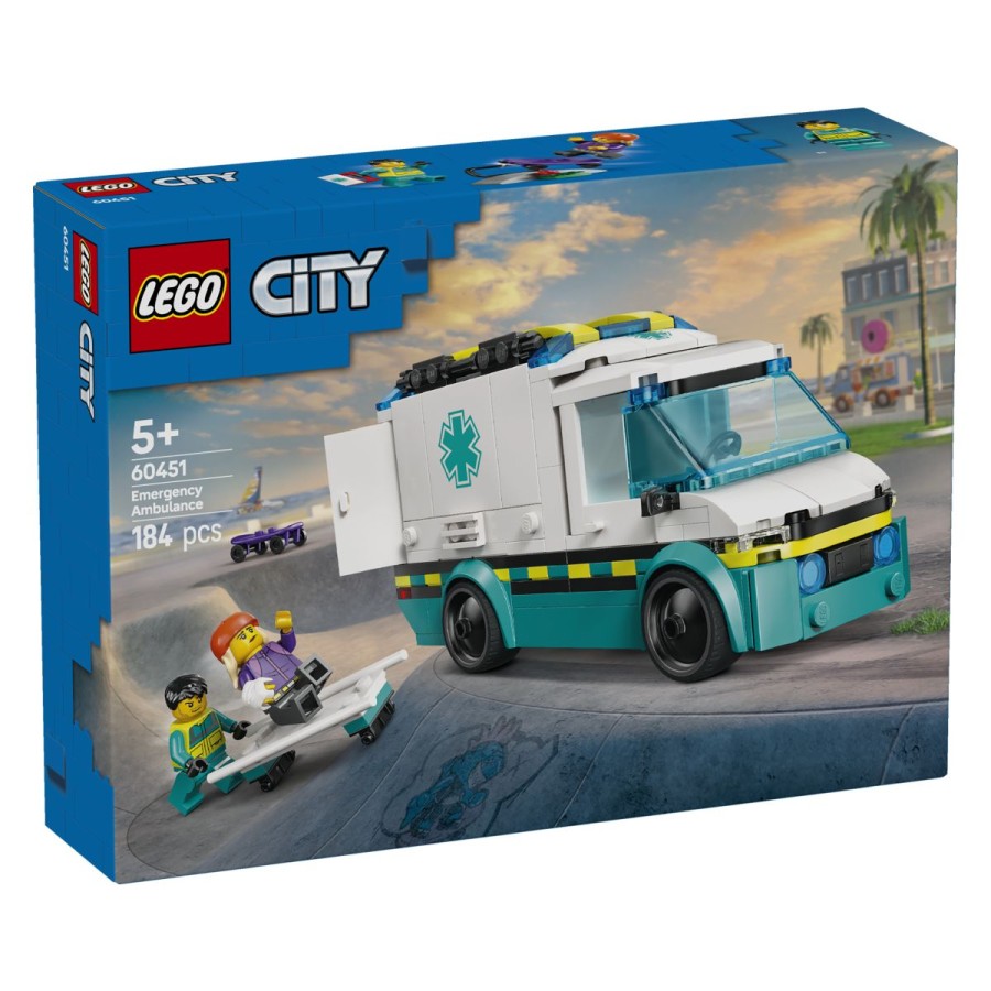 Lego® City Rešilni avtoOpala! Padli rolkar potrebuje pomoč. Pridruži se reševalski ekipi in odhiti na pomoč v rešilnem avtu. Vozilo ni osupljivo le na videz – polno kulskih lastnosti je. Zloži stranice in odpri zadnja vrata za dostop do nosil in medicinske opreme. V LEGO® Cityju nate čakajo razburljive reševalske dogodivščine!Primerno za otroke od 5. leta dalje.