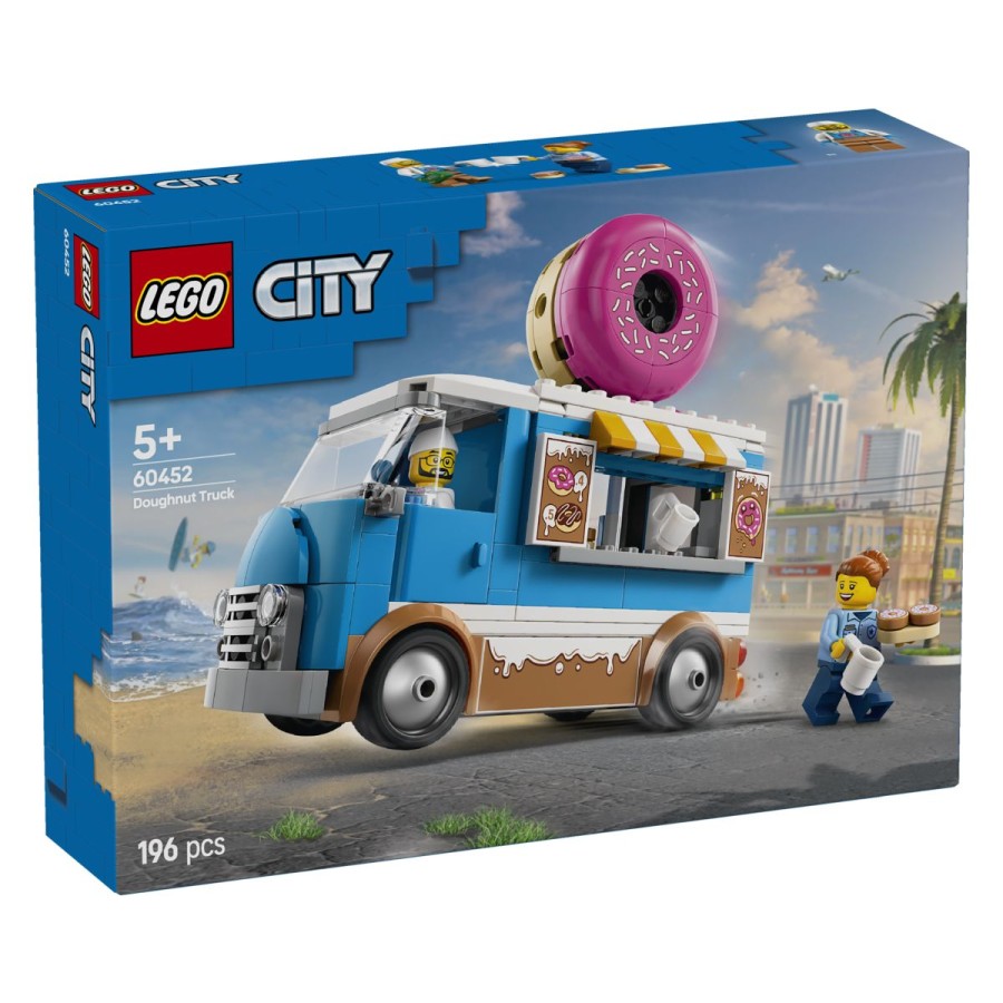 Lego® City Mobilna prodajalna krofovSestavi mobilno prodajalno krofov in se zapelji skozi LEGO® City! Tako kombi kot odstranljivi kiosk sta popolnoma osupljiva! Oglej si okrasni sladkorni preliv in ogromni krof na strehi. V prostoru za priprave preglej recepte