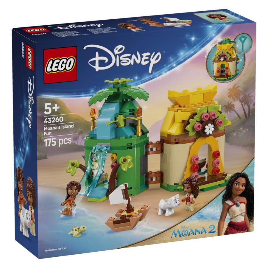 Lego® Disney Princess™ Vaianina otoška zabavaRazišči Vaianino hišo in otok! Obišči Disneyjevo Vaiano in odkrij vse zabavne podrobnosti v hiši in okolici. Odpravi se na vrh slapa