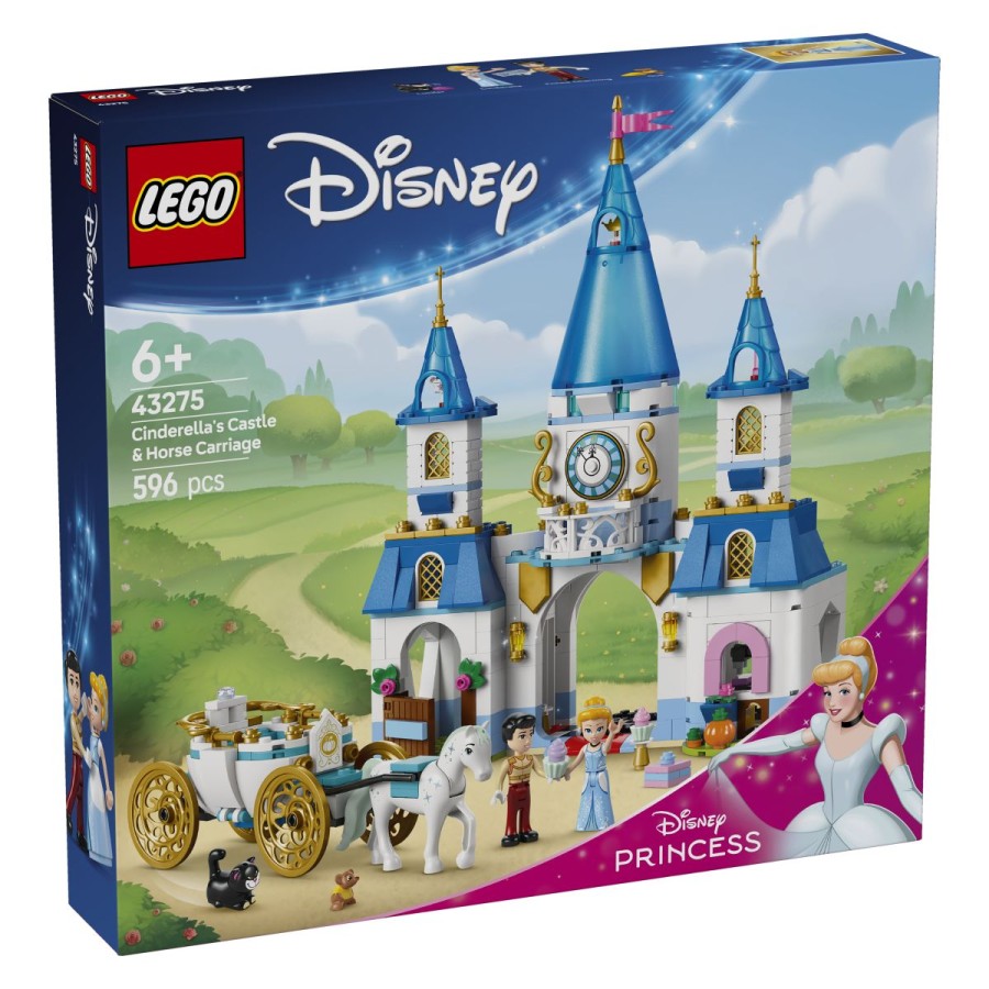 Lego® Disney Princess™ Pepelkin grad in kočija s konjsko vpregoPraznuj 75. obletnico Disneyjeve Pepelke! Pepelko in princa obišči v gradu skupaj z Gusom in Luciferjem