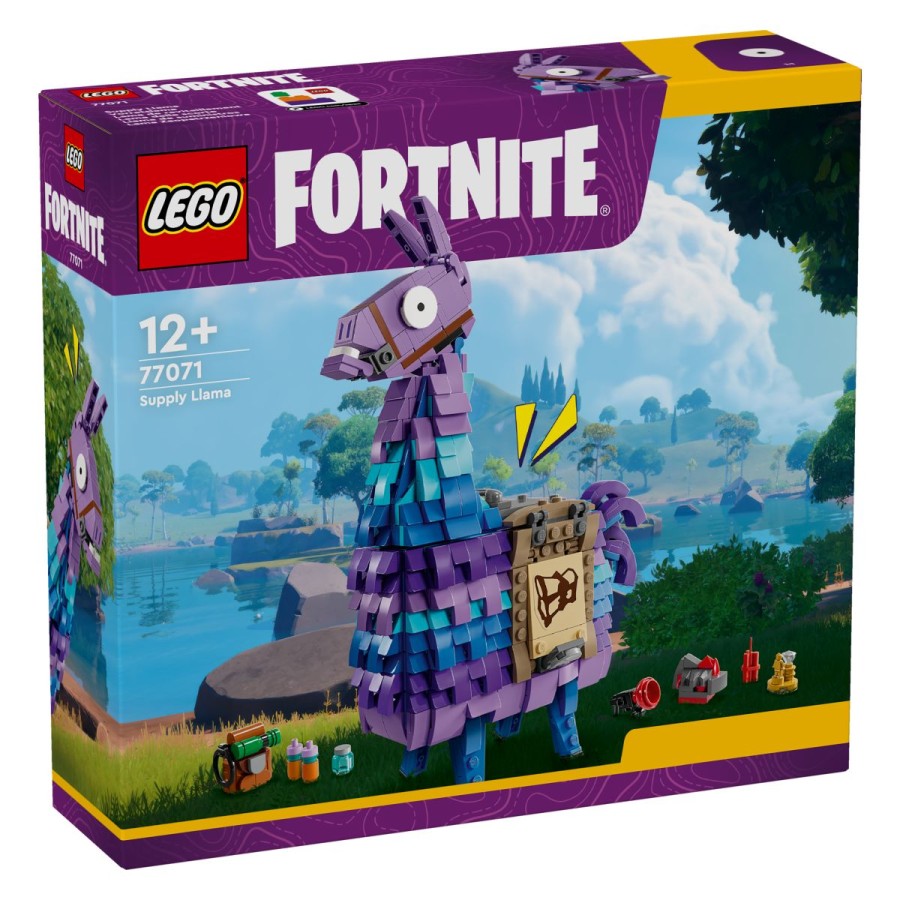 LEGO® Fortnite Supply LlamaPopelji dogodivščino LEGO® Fortnite® v resnični svet s tem kompletom za sestavljanje LEGO Fortnite Supply Lama! Zabavaj se pri ustvarjanju barvite pinjate Fortnite