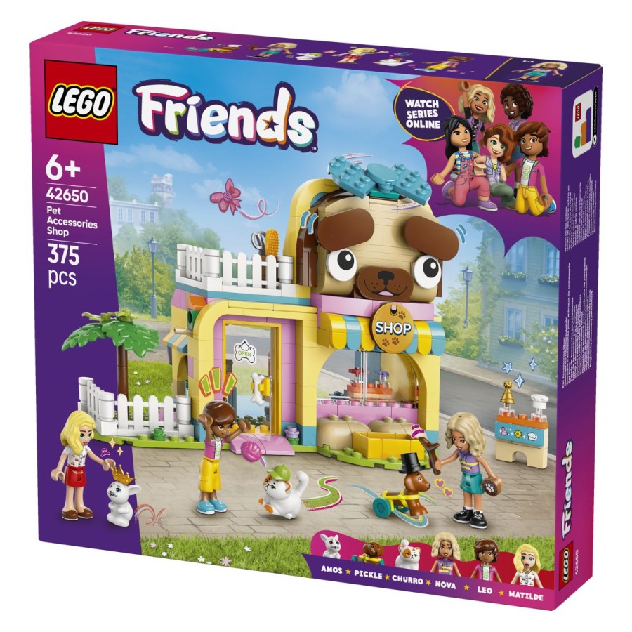 da bi bil tvoj domači ljubljenček najbolj elegantna domača žival v mestu? Potem pa se odpravi v LEGO® Friends Trgovino z opremo za male živali. Pridruži se Novi