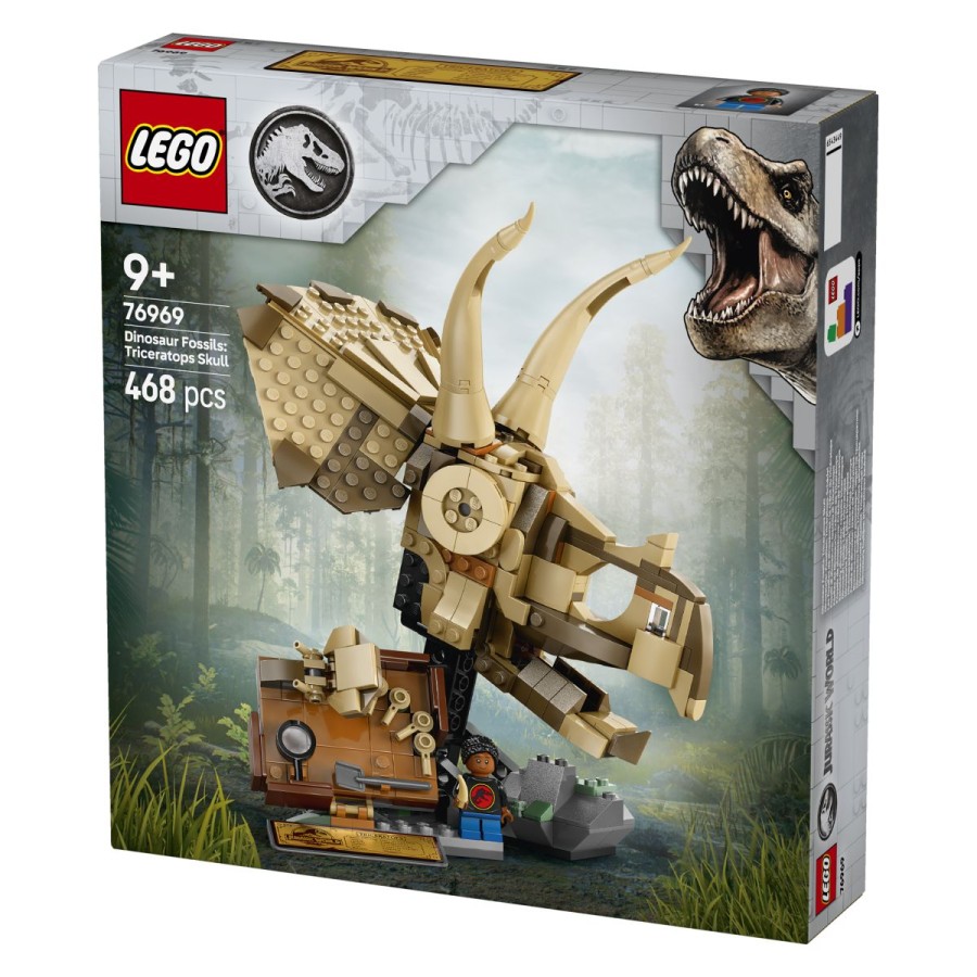 ploščo z najdiščem minifosilov in LEGO minifiguro mlade paleontologinje. Dinozavrovo lobanjo kadar koli snemi s stojala