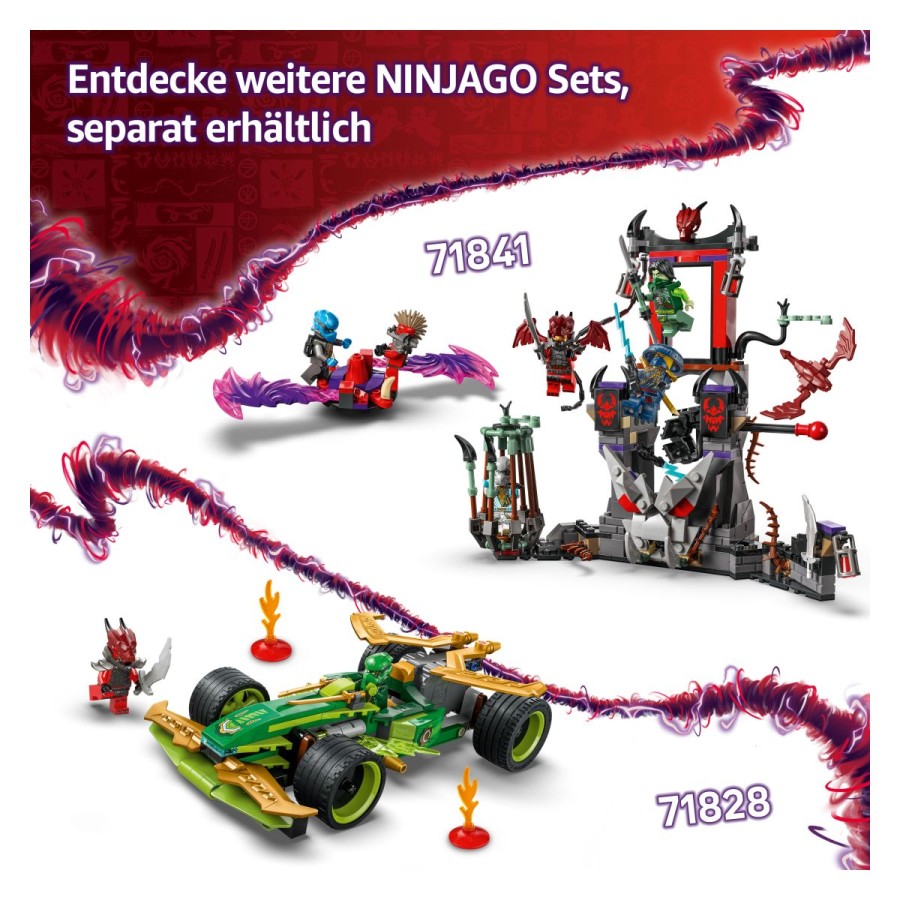 Lego® Ninjago® Bojni paket Zmajski SpinjitzuUprizori izjemne spopade vrtavk med Arinom in Rasom! Vsakega postavi v svojo vrtavko zmaj spinjitzu in pritisni gumba na izstreljevalnikih Glej