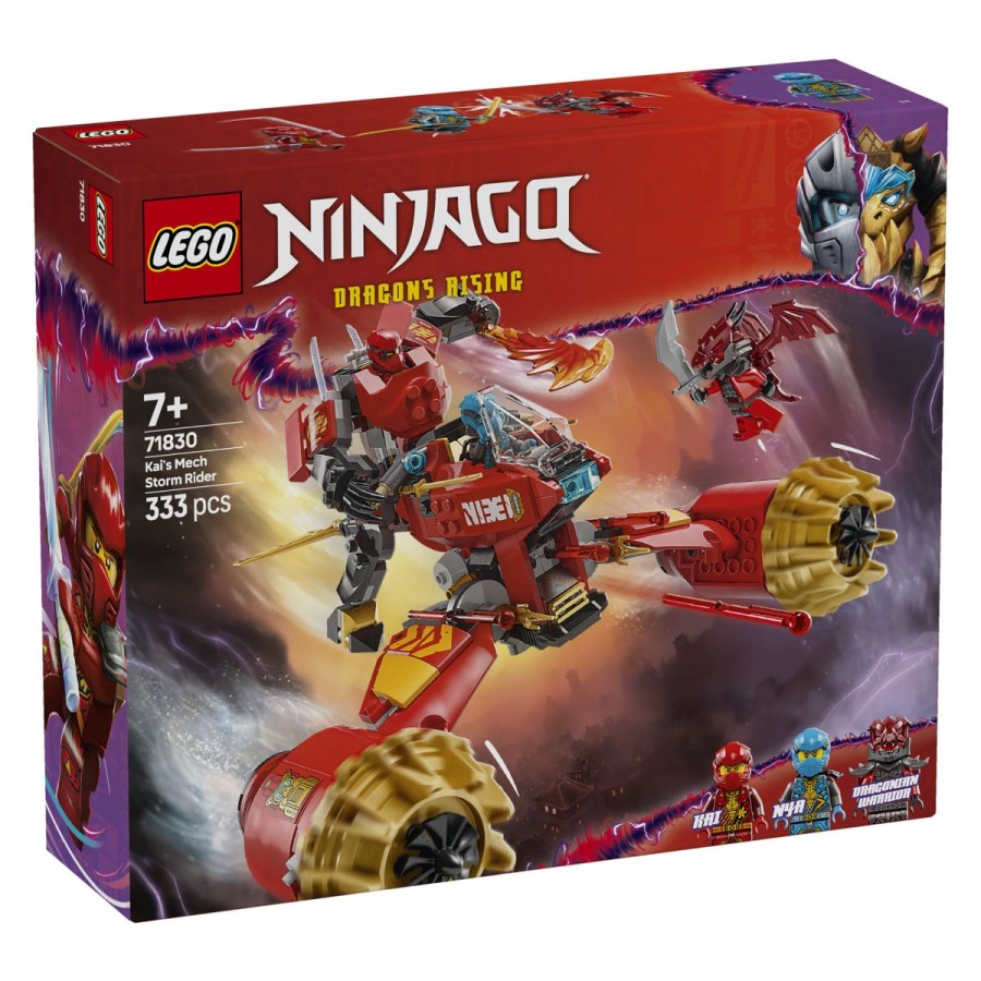 ki hitita skozi divjajočo nevihto. Na nebu nad svetom NINJAGO® Nya pilotira leteči motor