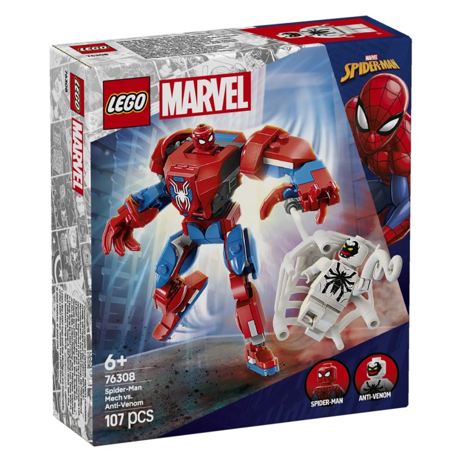 Lego® Super Heroes Robotski oklep Spider-Man proti Anti-VenomuPridruži se Spider-Manu in Anti-Venomu pri superjunaškem končnem obračunu! Ko Anti-Venom napade Spider-Mana