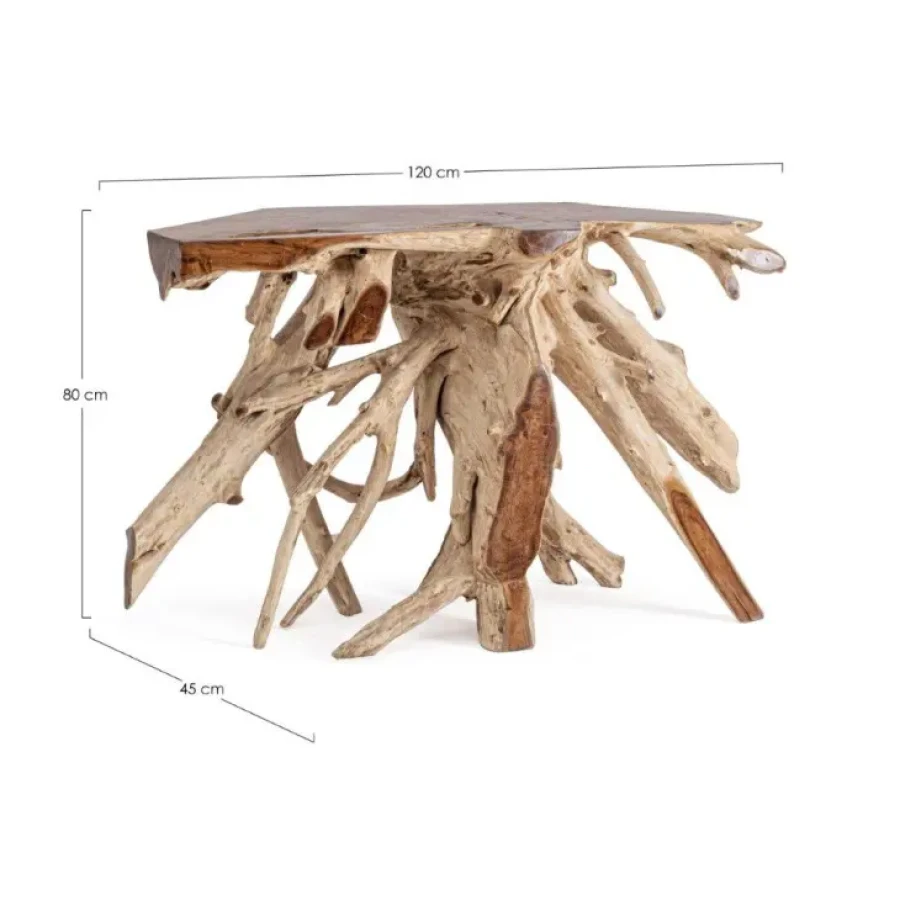 Konzola LISANDRA 120X45 je narejena iz lesa. Izdelek se lahko razlikuje od slike, saj se gre za naravni les. Material: - Les Barva: - Vzorec lesa Dimenzije: